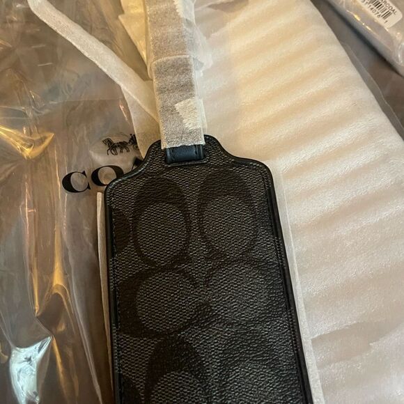 Coach Signature jacquard c’s luggage tag black/charcoal - Picture 3 of 5